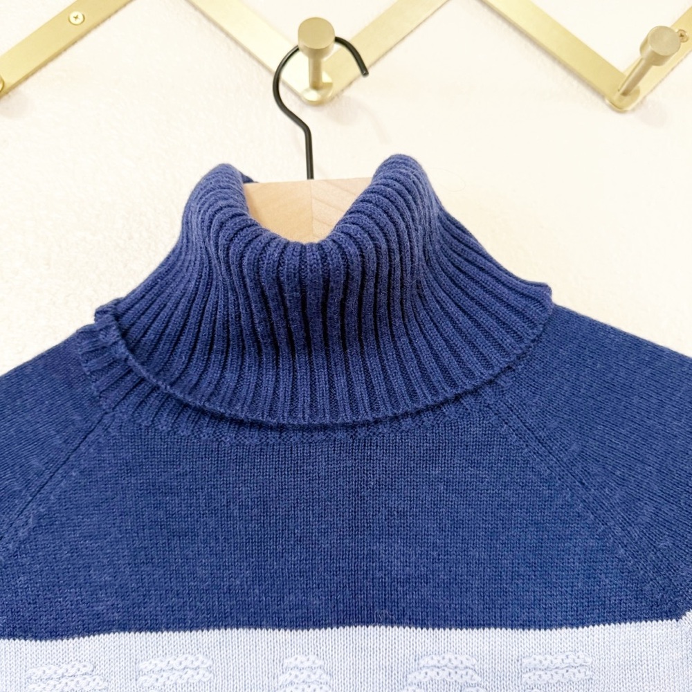 Krimson Klover Joni Striped Embossed Peace Love Ski Blue Red Embossed Sweater - Picture 5 of 9